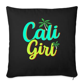 Cali Girl États-Unis État d’Amérique Californie californienne - Housse de coussin décorative 45 x 45 cm - noir - Devant