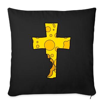 Cross symbol cheese - Sofa pillowcase 17,3'' x 17,3'' (45 x 45 cm) - black - Front