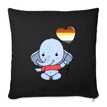 Elefant Herzballon Gay Bear Pride - Sofakissenbezug 45 x 45 cm - Schwarz - Vorne