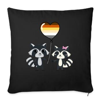 Waschbär-Paar Gay Bear Pride - Sofakissenbezug 45 x 45 cm - Schwarz - Vorne