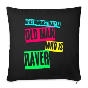 Raver Festival Old Man Techno Rave - Sofakissenbezug 45 x 45 cm - Schwarz - Vorne