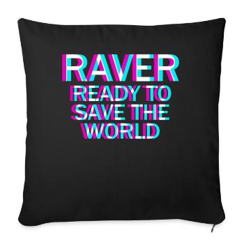 Raver Techno Rave Hardtekk - Housse de coussin décorative 45 x 45 cm - noir - Devant