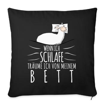 Alpakas Schlafshirt mit müdem Alpaka - Sofakissenbezug 45 x 45 cm - Schwarz - Vorne