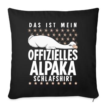 Offizielles Alpaka Schlafshirt Alpakas - Sofakissenbezug 45 x 45 cm - Schwarz - Vorne