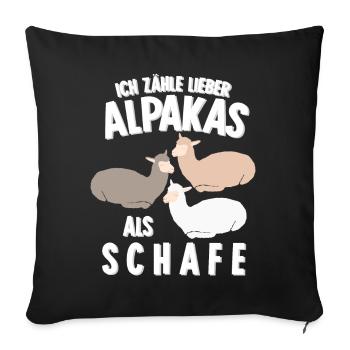 Alpaka Schlafshirt Bett Alpakas - Sofakissenbezug 45 x 45 cm - Schwarz - Vorne