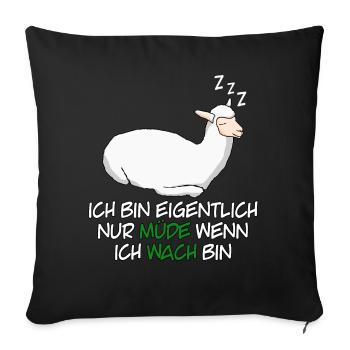 Alpaka Schlafshirt Müde Alpakas - Sofakissenbezug 45 x 45 cm - Schwarz - Vorne