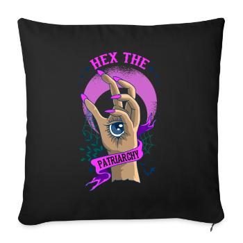 Hex Le Patriarcat Pentagramme Féministe Sorcière - Housse de coussin décorative 45 x 45 cm - noir - Devant