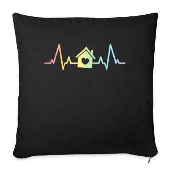 Immobilienmakler Heartbeat Geschenk Open House Home - Sofakissenbezug 45 x 45 cm - Schwarz - Vorne