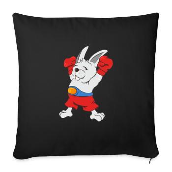 Boxing Rabbit Funny Boxer Cartoon Martial Arts - Sofa pillowcase 17,3'' x 17,3'' (45 x 45 cm) - black - Front