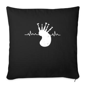 Bagpipe Heartbeat Bagpipe Scotland Pulse - Sofa pillowcase 17,3'' x 17,3'' (45 x 45 cm) - black - Front