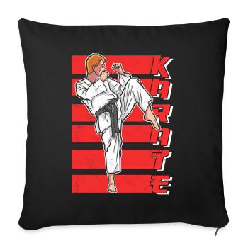 Karate Kämpfer Kampfkunst Sprüche Kampfsport - Sofakissenbezug 45 x 45 cm - Schwarz - Vorne