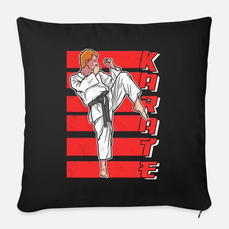 Karate Kämpfer Kampfkunst Sprüche Kampfsport - Sofakissenbezug 45 x 45 cm - Schwarz