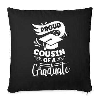Fier cousin d’un diplômé diplômé - Housse de coussin décorative 45 x 45 cm - noir - Devant