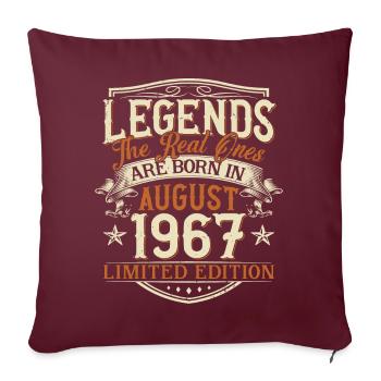 Août 1967 Born Legends Anniversaire - Housse de coussin décorative 45 x 45 cm - bordeaux - Devant