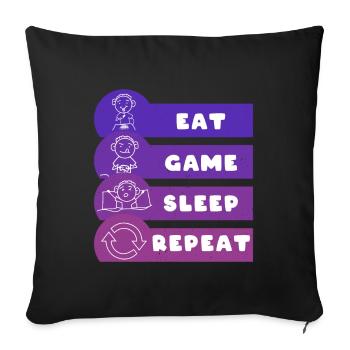 Manger le jeu Dormir Répéter - Housse de coussin décorative 45 x 45 cm - noir - Devant