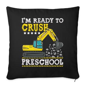 Les enfants que je suis prêt à écraser la construction préscolaire - Housse de coussin décorative 45 x 45 cm - noir - Devant