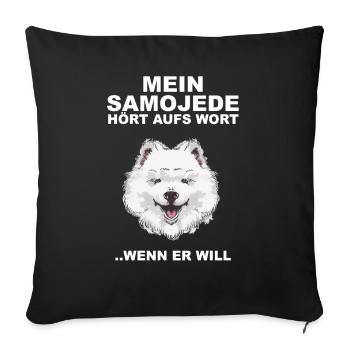 Samoyede écoute la parole quand il veut Saojeden - Housse de coussin décorative 45 x 45 cm - noir - Devant