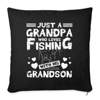 Grandpa loves fishing with his grandson - Sofa pillowcase 17,3'' x 17,3'' (45 x 45 cm) - black - Front