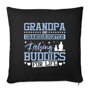 Copains de pêche de grand-père et grand-père pour la vie - Housse de coussin décorative 45 x 45 cm - noir - Devant