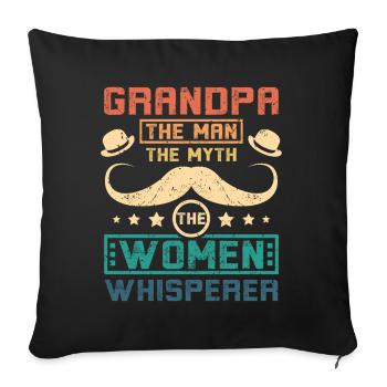 Grand-père le chuchoteur des femmes - Housse de coussin décorative 45 x 45 cm - noir - Devant