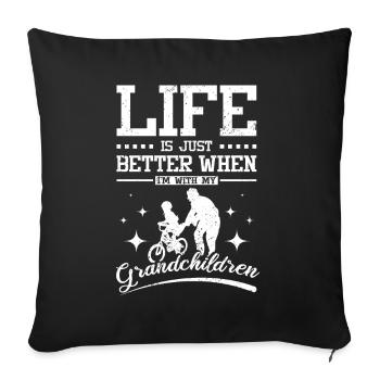 La vie est bette avec vos petits-enfants - Housse de coussin décorative 45 x 45 cm - noir - Devant