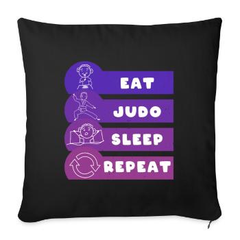 Manger Judo Dormir Répéter - Housse de coussin décorative 45 x 45 cm - noir - Devant
