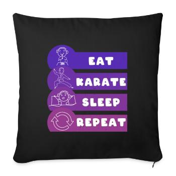Eat Karate Sleep Repeat - Sofa pillowcase 17,3'' x 17,3'' (45 x 45 cm) - black - Front