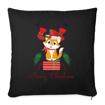 Christmas with a cat - Sofa pillowcase 17,3'' x 17,3'' (45 x 45 cm) - black - Front