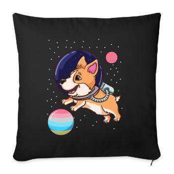 Fierté de l’astronaute Corgi Genderflux - Housse de coussin décorative 45 x 45 cm - noir - Devant