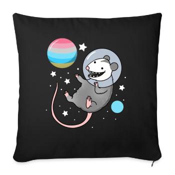 Opossum Astronaute Genderflux Pride - Housse de coussin décorative 45 x 45 cm - noir - Devant