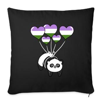 Panda Genderqueer Pride - Housse de coussin décorative 45 x 45 cm - noir - Devant