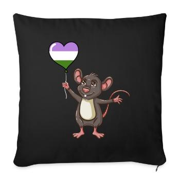 Mouse Heart Balloon Genderqueer Pride - Housse de coussin décorative 45 x 45 cm - noir - Devant