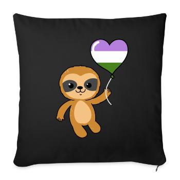 Sloth Heart Balloon Genderqueer - Housse de coussin décorative 45 x 45 cm - noir - Devant