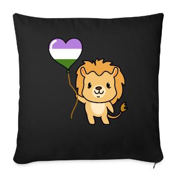 Ballon Lion Genderqueer Pride - Housse de coussin décorative 45 x 45 cm - noir - Devant