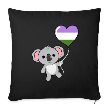 Koala Heart Balloon Genderqueer Pride - Housse de coussin décorative 45 x 45 cm - noir - Devant