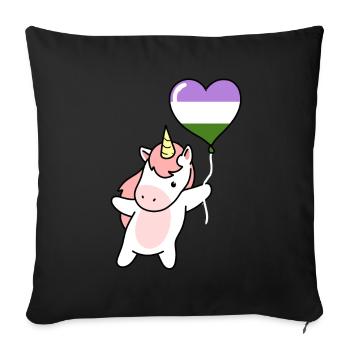 Unicorn Heart Balloon Genderqueer Pride - Housse de coussin décorative 45 x 45 cm - noir - Devant