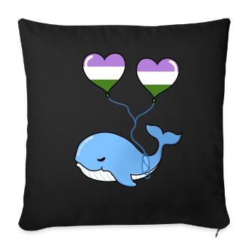 Ballon Whale Heart Genderqueer - Housse de coussin décorative 45 x 45 cm - noir - Devant