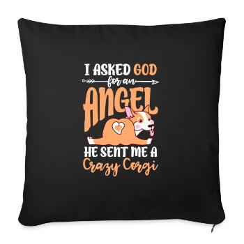 Corgi - Housse de coussin décorative 45 x 45 cm - noir - Devant