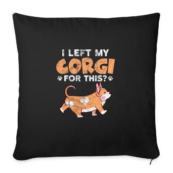 Welsh Corgi Dog Dog Dog Race Cadeau - Housse de coussin décorative 45 x 45 cm - noir - Devant