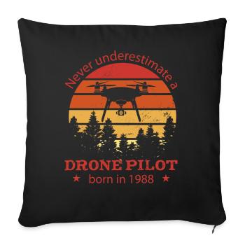 Pilote de drone né en 1988 anniversaire quadcopter - Housse de coussin décorative 45 x 45 cm - noir - Devant
