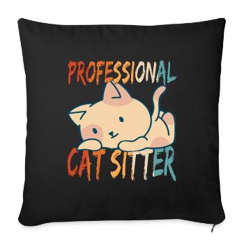 Professional cat Sitter with Cute Cat - Sofa pillowcase 17,3'' x 17,3'' (45 x 45 cm) - black - Front