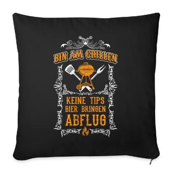 Grillmeister Grillen Grill Spruch Sprüche Geschenk - Sofakissenbezug 45 x 45 cm - Schwarz - Vorne