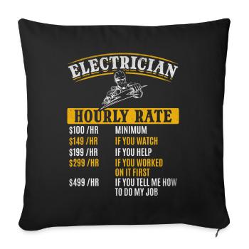 Tarif horaire pour ingénieur électricien - - Housse de coussin décorative 45 x 45 cm - noir - Devant