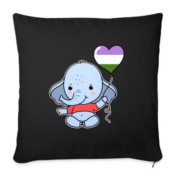 Elephant Heart Balloon Genderqueer - Housse de coussin décorative 45 x 45 cm - noir - Devant