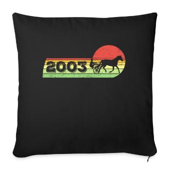 Cheval de trot vintage 2003 Chevaux d’anniversaire - Housse de coussin décorative 45 x 45 cm - noir - Devant