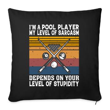 Billard Pool Billard Billardkugel Billardkö 8Ball - Sofakissenbezug 45 x 45 cm - Schwarz - Vorne