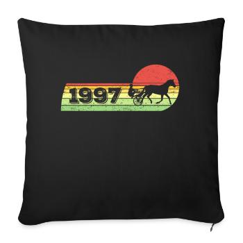 Cheval de trot né en 1997 Chevaux d’anniversaire - Housse de coussin décorative 45 x 45 cm - noir - Devant