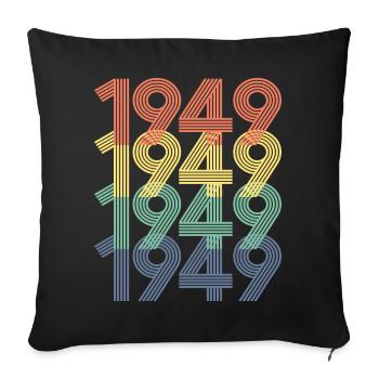 1949 75e anniversaire hommes femmes 75 ans vintage - Housse de coussin décorative 45 x 45 cm - noir - Devant
