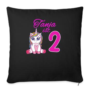 Kindergeburtstag 2 Jahre Mädchen Name Tanja - Sofakissenbezug 45 x 45 cm - Schwarz - Vorne