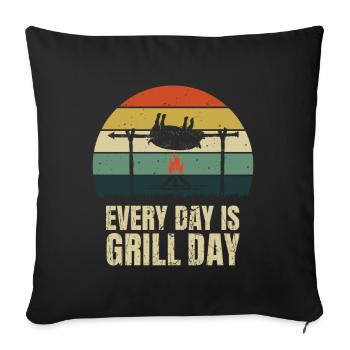 Grill Saying Every Day is Grill Day Grilling Pig - Sofa pillowcase 17,3'' x 17,3'' (45 x 45 cm) - black - Front